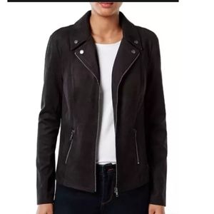 Style & Co Women's Black Suede Full Zip Jacket PL